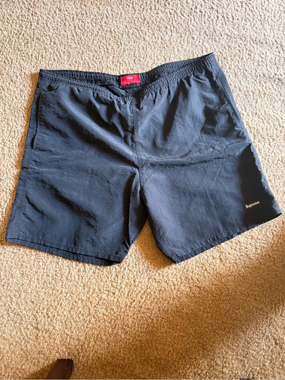 Supreme Black Men's Swim Trunks with Subtle Logo